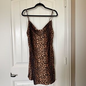 Cheetah print mini satin dress